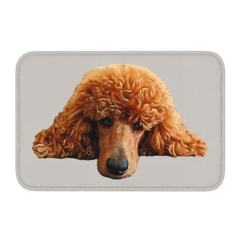 Kawaii Poodle Head Front Door Mat Anti-Slip Outdoor Quick Dry Cute Puppy Dog Doormat Living Room Entrance Rug Carpet