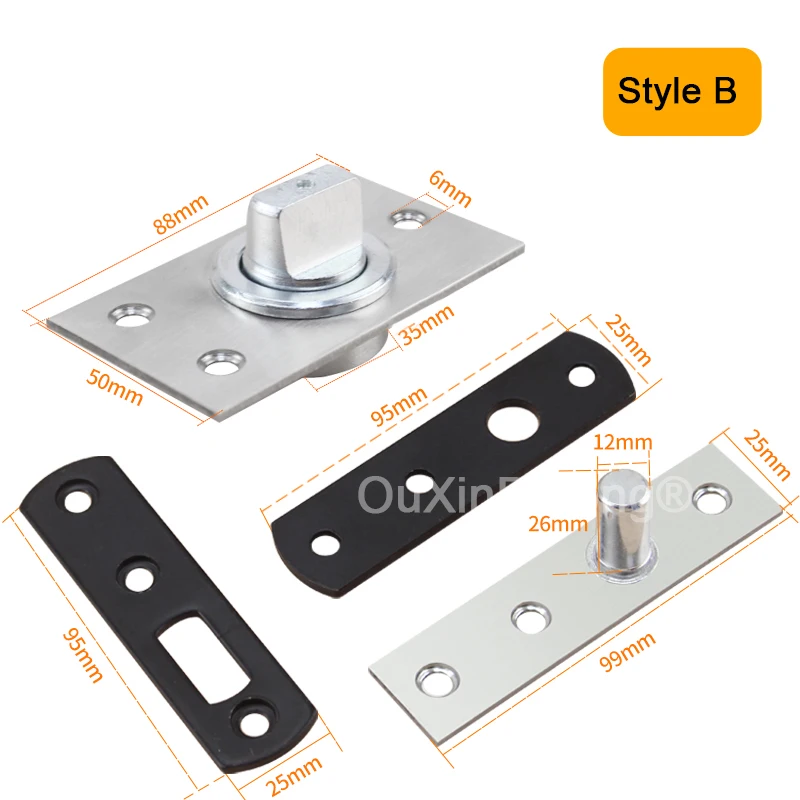 Charnières pivotantes de porte en bois, 2 ensembles, invisibles, résistantes à 360 °, installation haut et bas, capacité maximale 70KG, FG1042