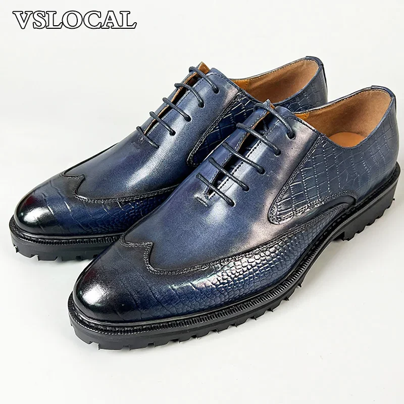 Luxury Brand Men Leather Shoes 4 Kinds Colors Lace up Casual Dress Man Shoes Comfortable Wedding Office Daily Shoes Men