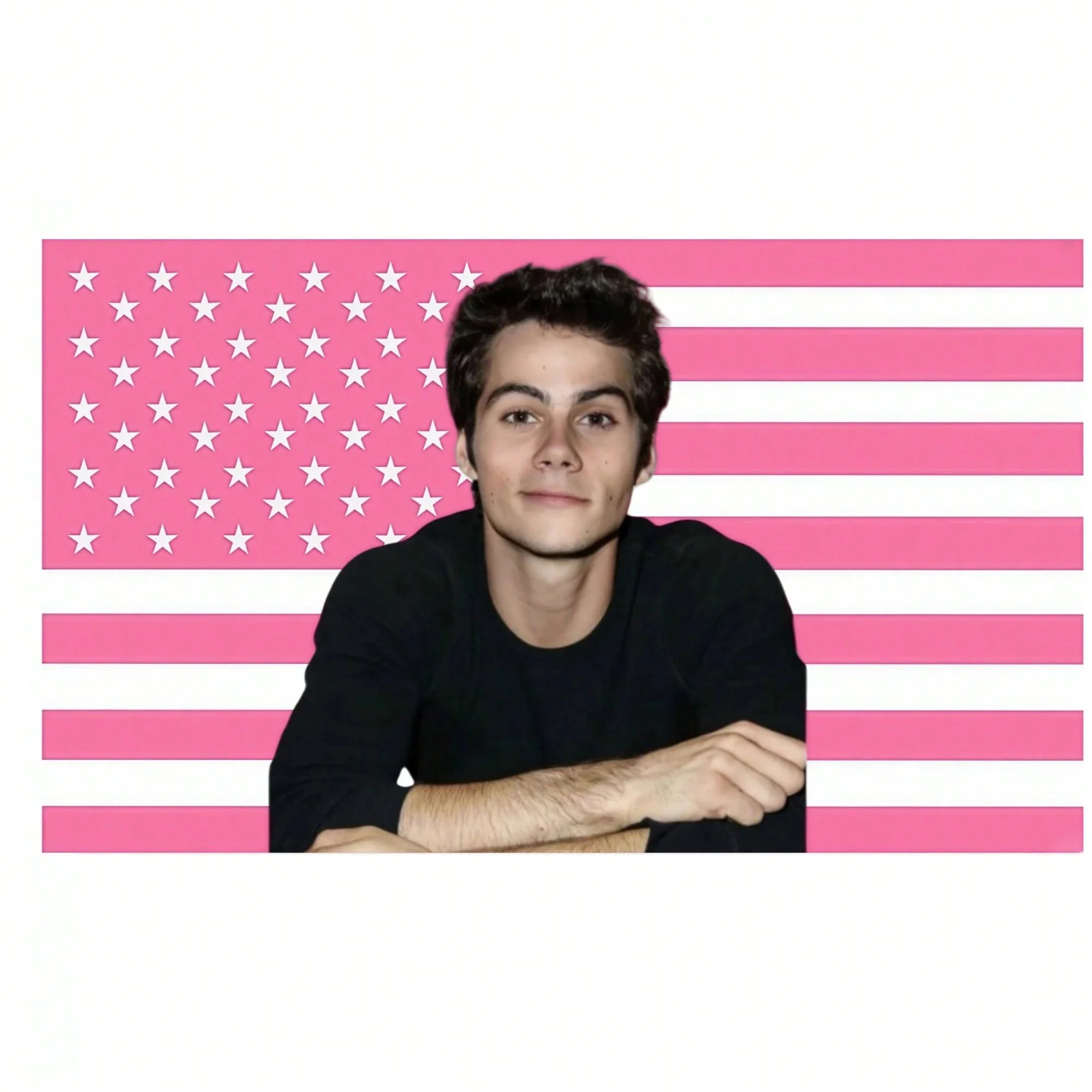 D-Dylan O'B-Brien  Tapestry Pink American Flag Portrait Print Wall Hanging Background Cloth Bedroom Dorm Teen Wolf Fan Decor