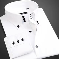 New Men's Long Sleeve Lined Crystal Button Shirt Elastic High Grade Business Leisure Slim Fit Trend Men's Shirt