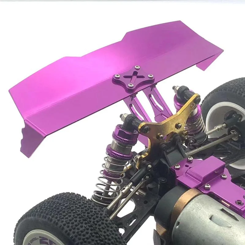 Metal Tail Wing and Mount Fixing Bracket for Wltoys 144001 144010 124007 124017 124019 RC Car Upgrade Parts,Purple