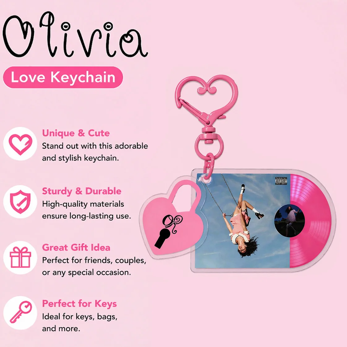 

Olivia Keychain，Or Album Keychain，You Seem Pretty Sad for a Girl so in Love，Cd Keychain，Exquisite Keychain，Bag Pendant Keychain，Double-Sided Acrylic Keychain，Bag Pendant，Water Bottle Pendant，Party Favors