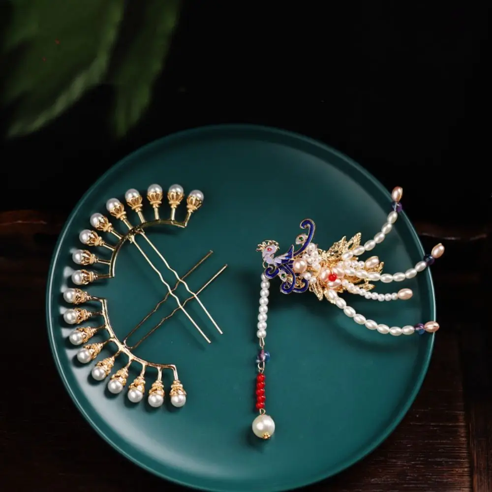 العتيقة شرابة النمط الصيني دبوس الشعر فينيكس زهرة Hanfu الشعر عصا الشعر شوكة سبيكة Hanfu أغطية الرأس شيونغسام #3