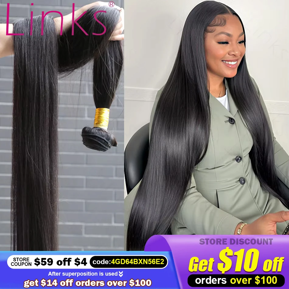 Links Straight Human Hair Bundles Brazilian Weave Human Hair Bundles  30 40 Inch Bundles Human Hair Remy Hair Extensions tissage