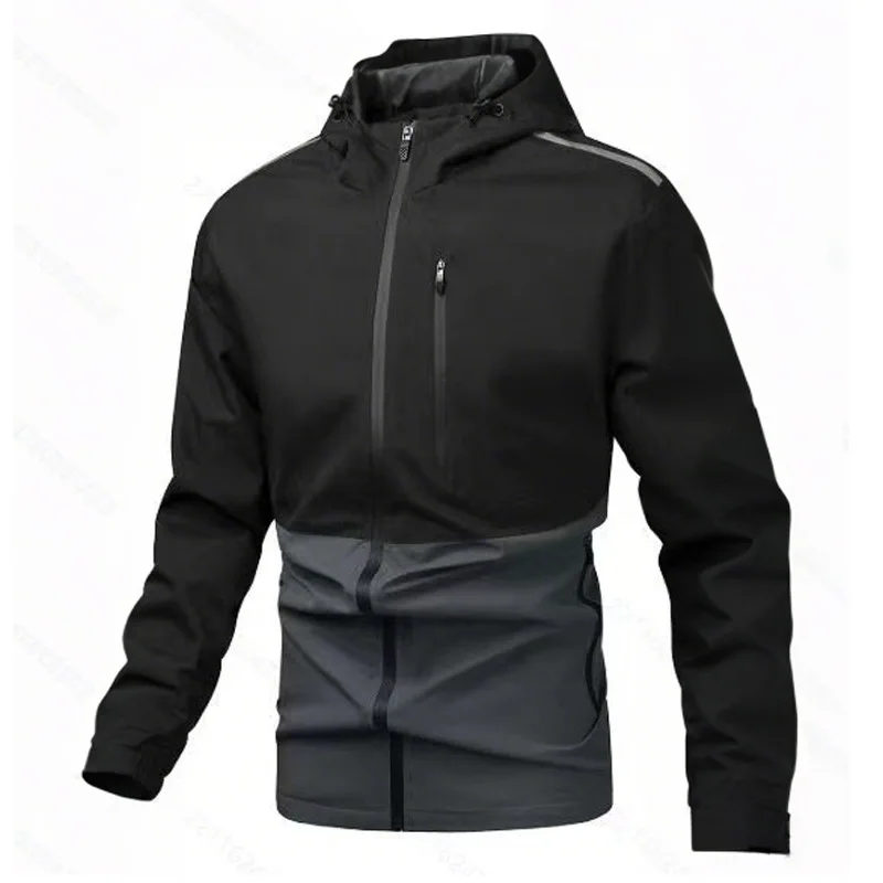 

Autumn Men Coat New Contrast Color Patchwork Windproof Waterproof Man Jacket Long Sleeve Outdoor Sport Male Hooded Outerwear