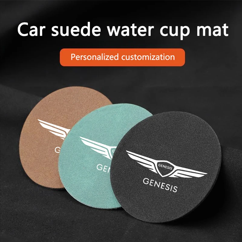 Posavasos antideslizantes de gamuza para coche, almohadillas con ranuras para vasos de agua, Logo Genesis Coupe G70 G80 G90 GV60 GV70 GV80 EV BH, accesorios para automóvil, 2 uds.