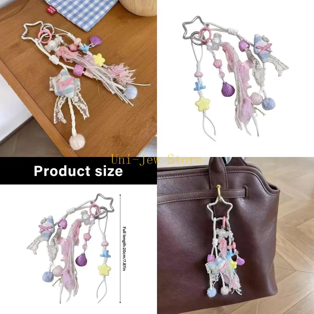 

40GB Elegant Star Beaded Bag Charm In Soft Macaron Color and Tassels Designs