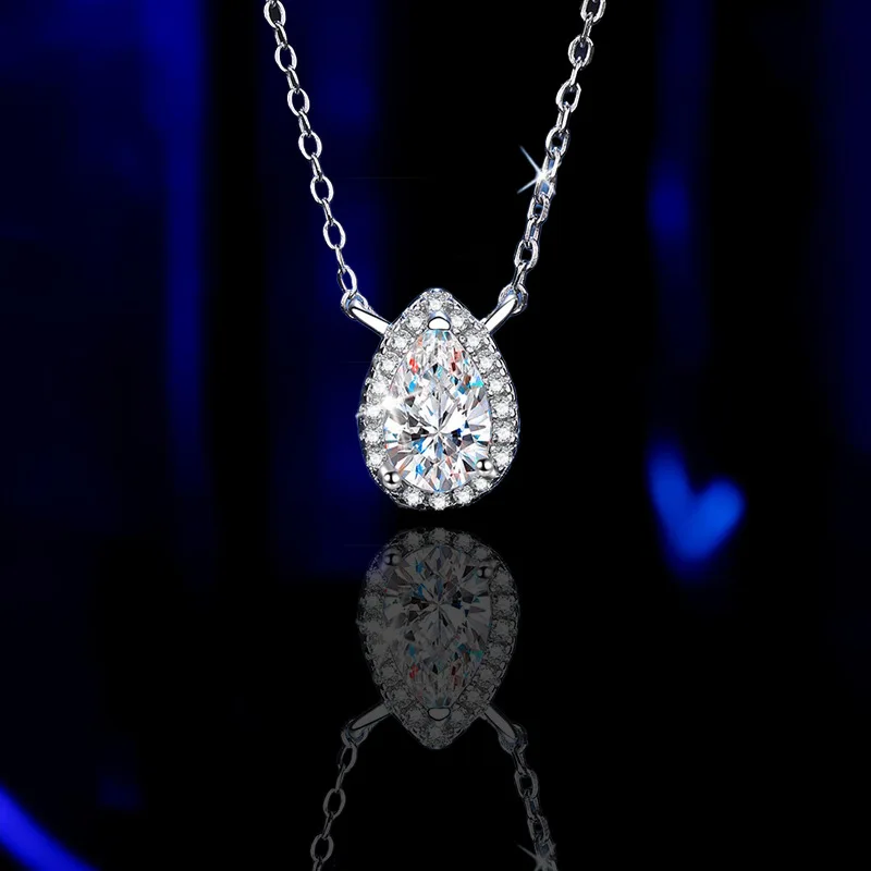 

Pear Moissanite Drop Pendant Necklaces for Women S925 Sterling Silver Necklace Chains Jewelry Gift Choker