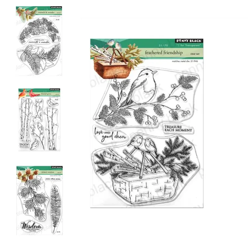 Матовый Grove Рождество Снег Зимняя жизнь Пернатые Друг Деревья Металлический штамп Штамп Трафарет Фотоальбом Бумага DIY Тиснение