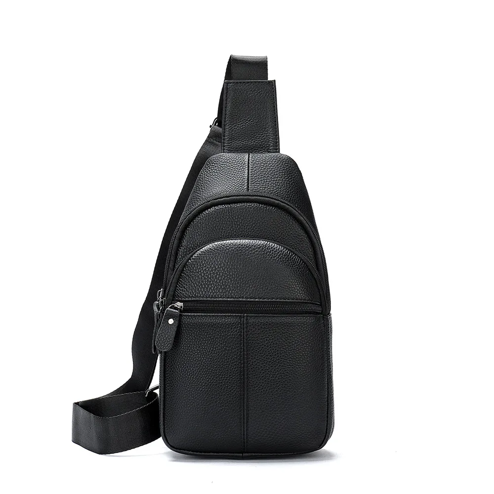 Sacos Crossbody de Couro Genuíno para Homens, Saco Peito USB, Designer Messenger Bag, Sacos De Ombro, Pacote Diagonal, Mochila de Viagem