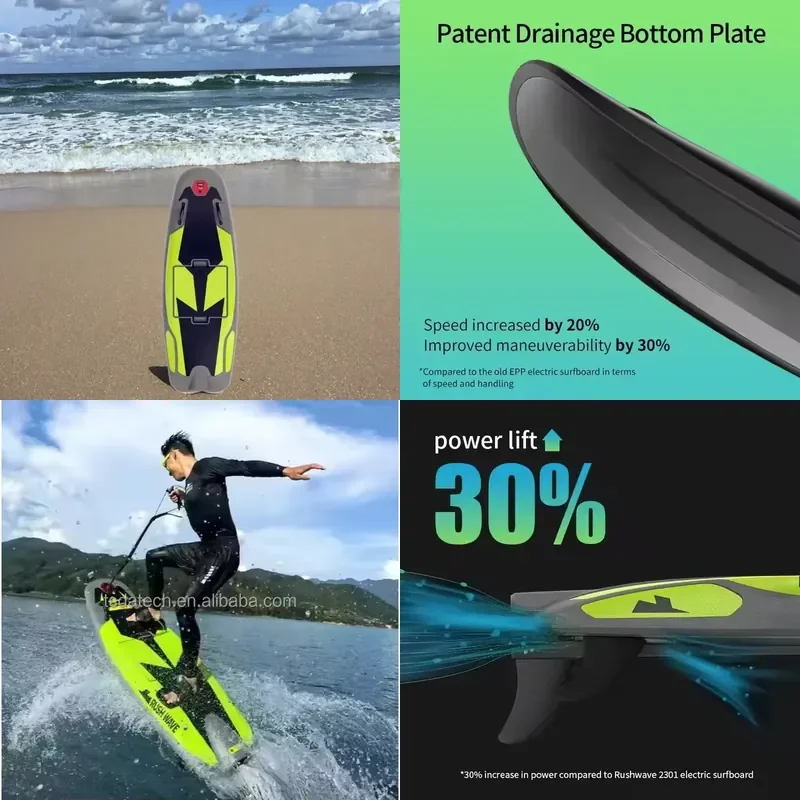 Rush Wave Unisex EPP Electric Surfboard 72V Battery Powered 12KW 55km/h Ocean Waters with Fin-Portable & Stable