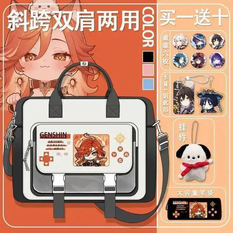 

Anime Game GS Impact Cos Mavuika Lan Yan Emilie Ororon Etc. Unisex 2025 Shoulder Bag Color-Blocking Schoolbag Present