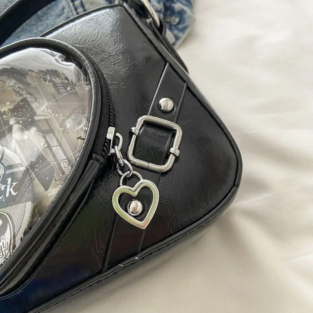 Y 2K Transparant Hart Itabag Jk Rits Kawaii Schoudertas Pittig Meisje Idool Merchandise Opslag Zilveren Crossbody Tas Kinderen