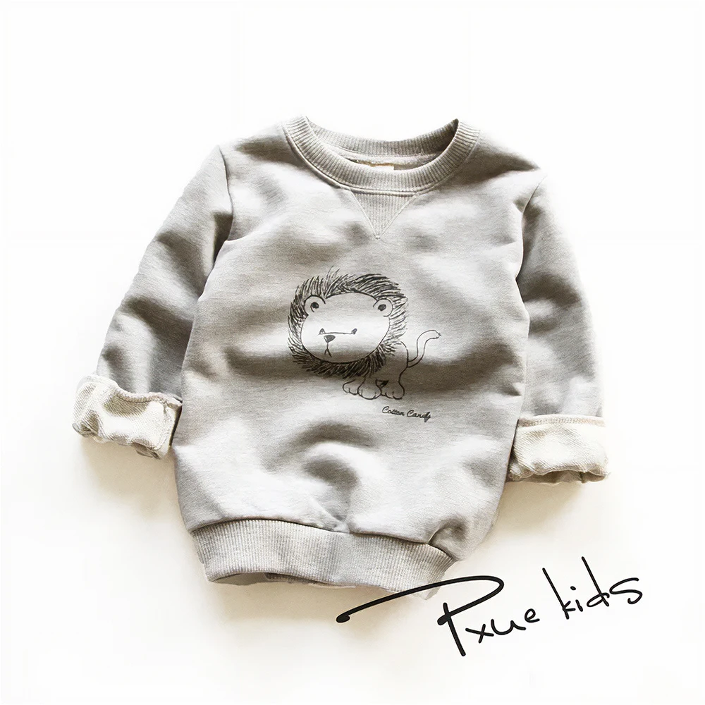 Spring Autumn Cotton terry sweatshirts lion Graphic Trend Kids Clothes Girls Animal Hoodies Baby Boys t-shirt pullover for 2-7y