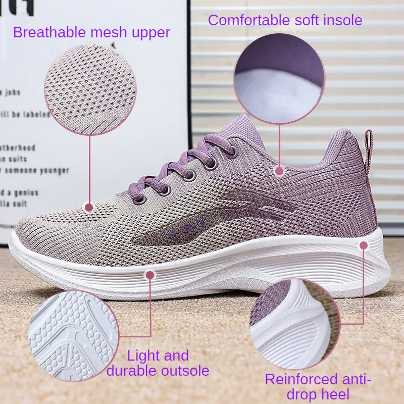 High Appearance Level Thick Sole Increase Mesh Lace-up Fashion All Comfortable Non-slip Breathable Sports Women\'s Single Shoes