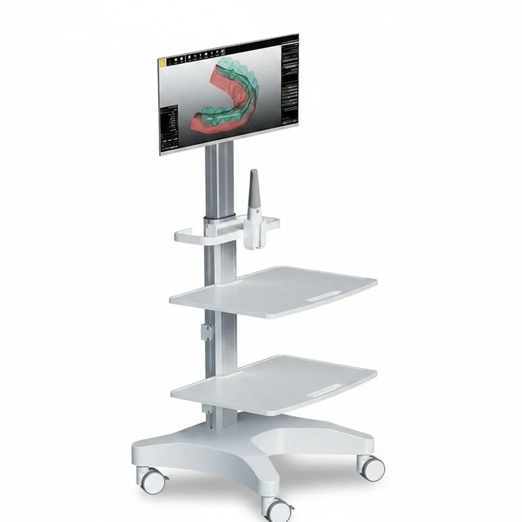 

Dental Surgical Trolley, Aviation Aluminum Alloy Oral Scanning Cart, 15-32 inch Screen Medical Nursing Hospital Trolley