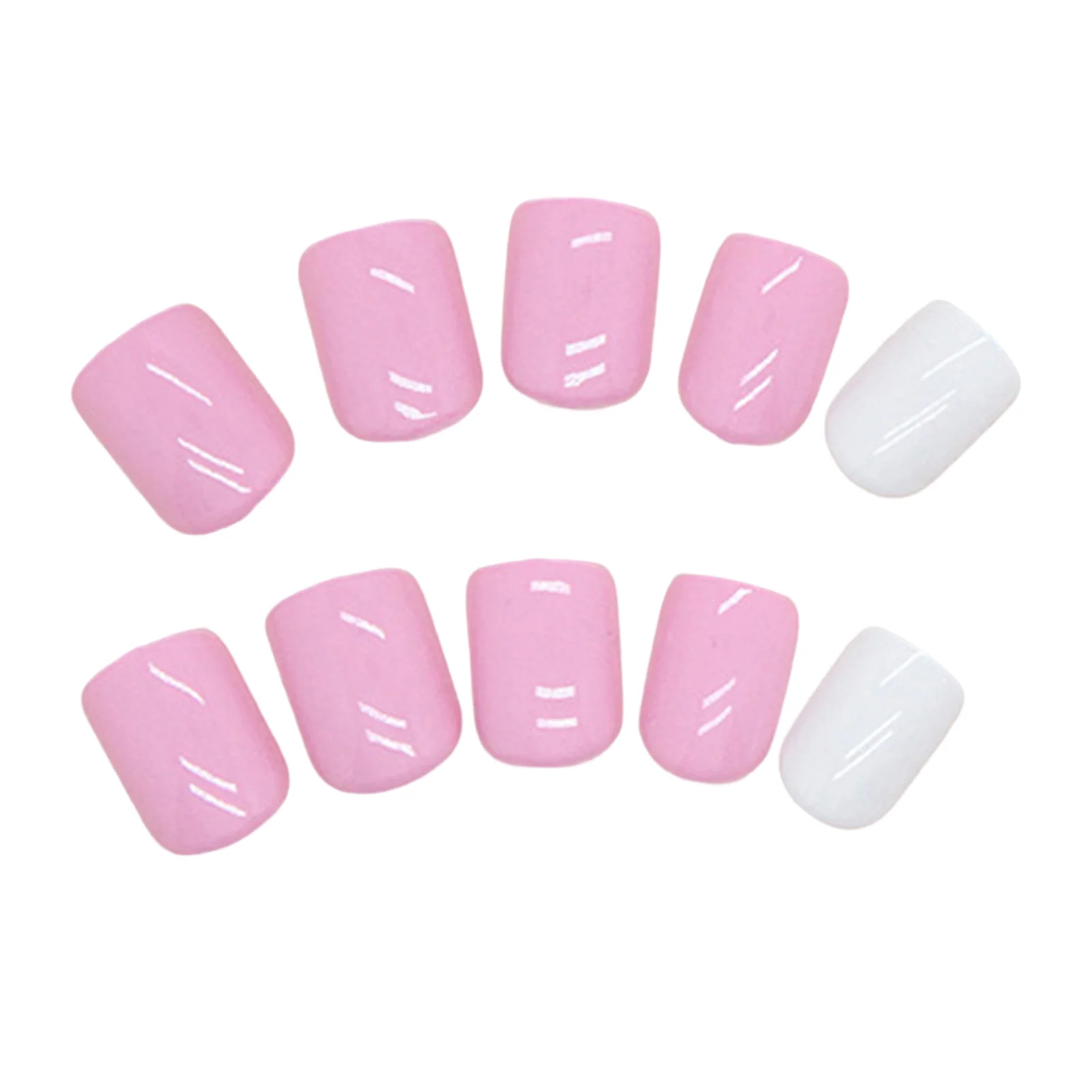 Pink Paillet Short Artificial Nails Smooth and Non-Grainy Texture Nails for Nail Technician Daily Use