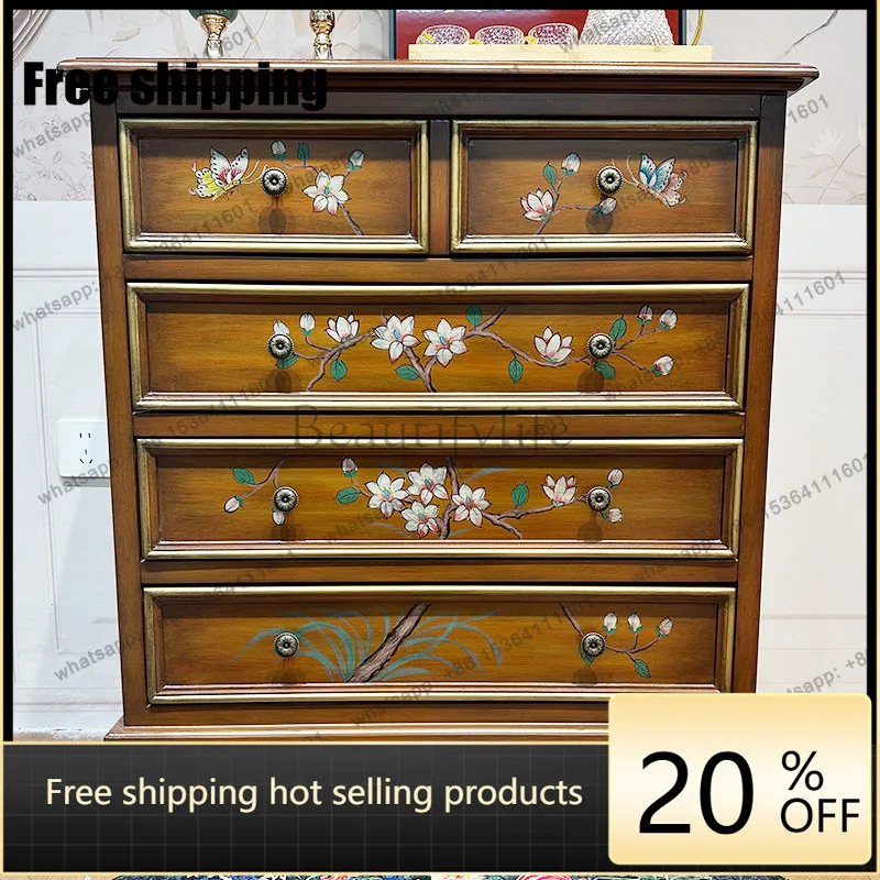 Factory Direct American Bucket Cabinet Solid Wood Painted Against The Wall Living Room Storage Cabinet