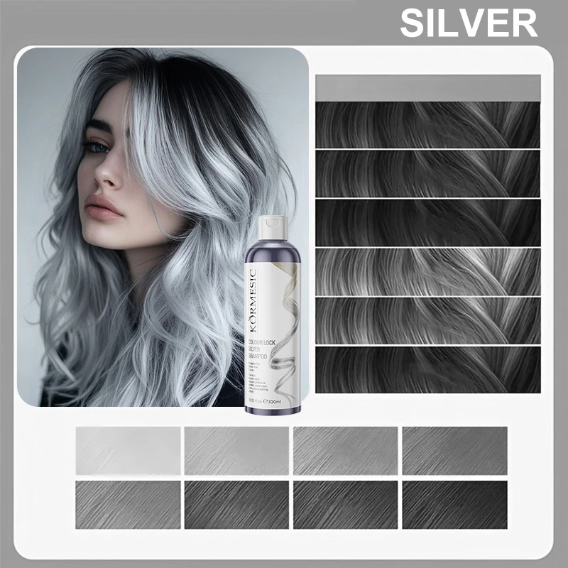Silver Color Shampoo,Silver FixingShampoo for Color Protection,Cleansing Care,Color Preservation,Long-Lasting Color Retention