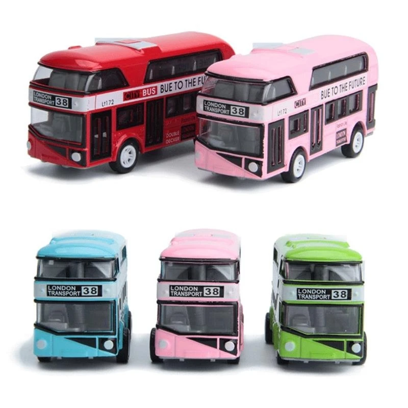 

090B 1:43 Car Model Double-decker Bus Alloy Diecast Vehicle For Kids Boys