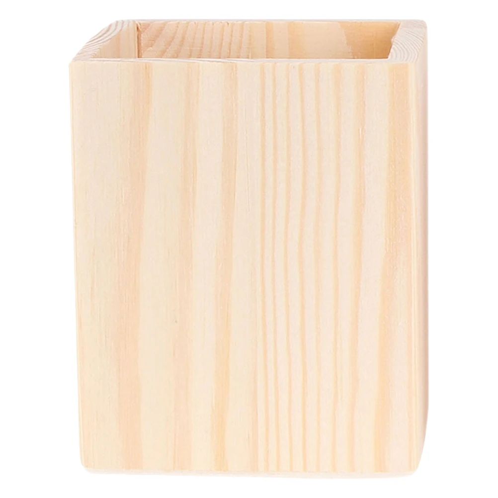 

Blank Wooden Pen Holder Unfinished Smooth Surface DIY Painting Ideal Adult Kids Craft Organizer Storage