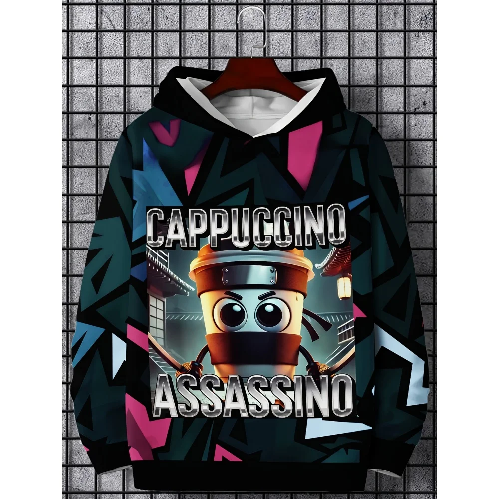 الأولاد الإيطالية Brainrot الانصهار مقنعين البلوز قمم مضحك المقهى الإيطالي الرسم طويلة الأكمام البلوز ملابس الأطفال #4