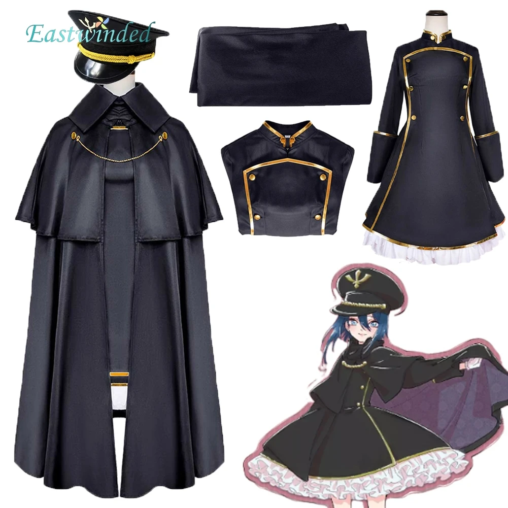 

Sajuna Inui Cosplay Black Costume Outfit Anime Dress Up Cos Darling Roleplay Black Dress Cloak Hat Halloween Carnival Party Suit