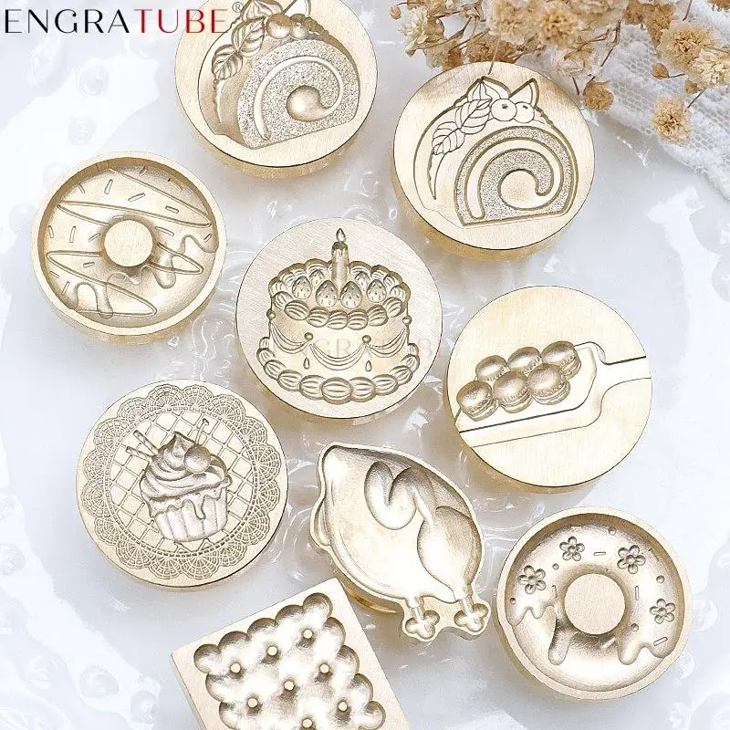 3D Relief Sealing Wax Stamp Cake Swiss Roll Doughnut Cookies Macaroon Ice Cream Scrapbooking Envelopes Invitation Gift Packaging