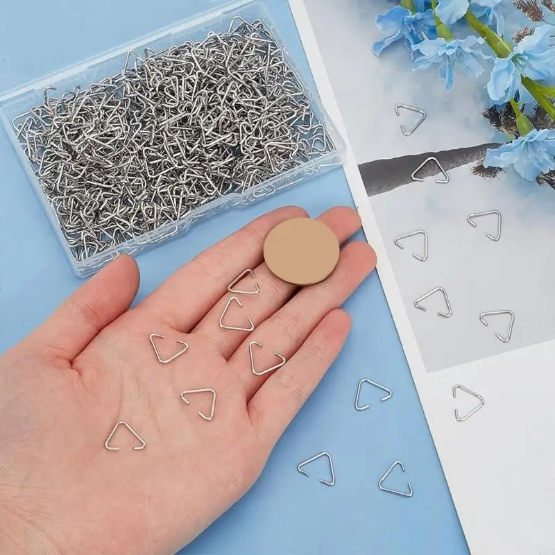 

E0BE Professional Jewelry Findings 600 Pieces Silver Triangles Open Hooks Stainless Steel Connectors for Artistics Creation