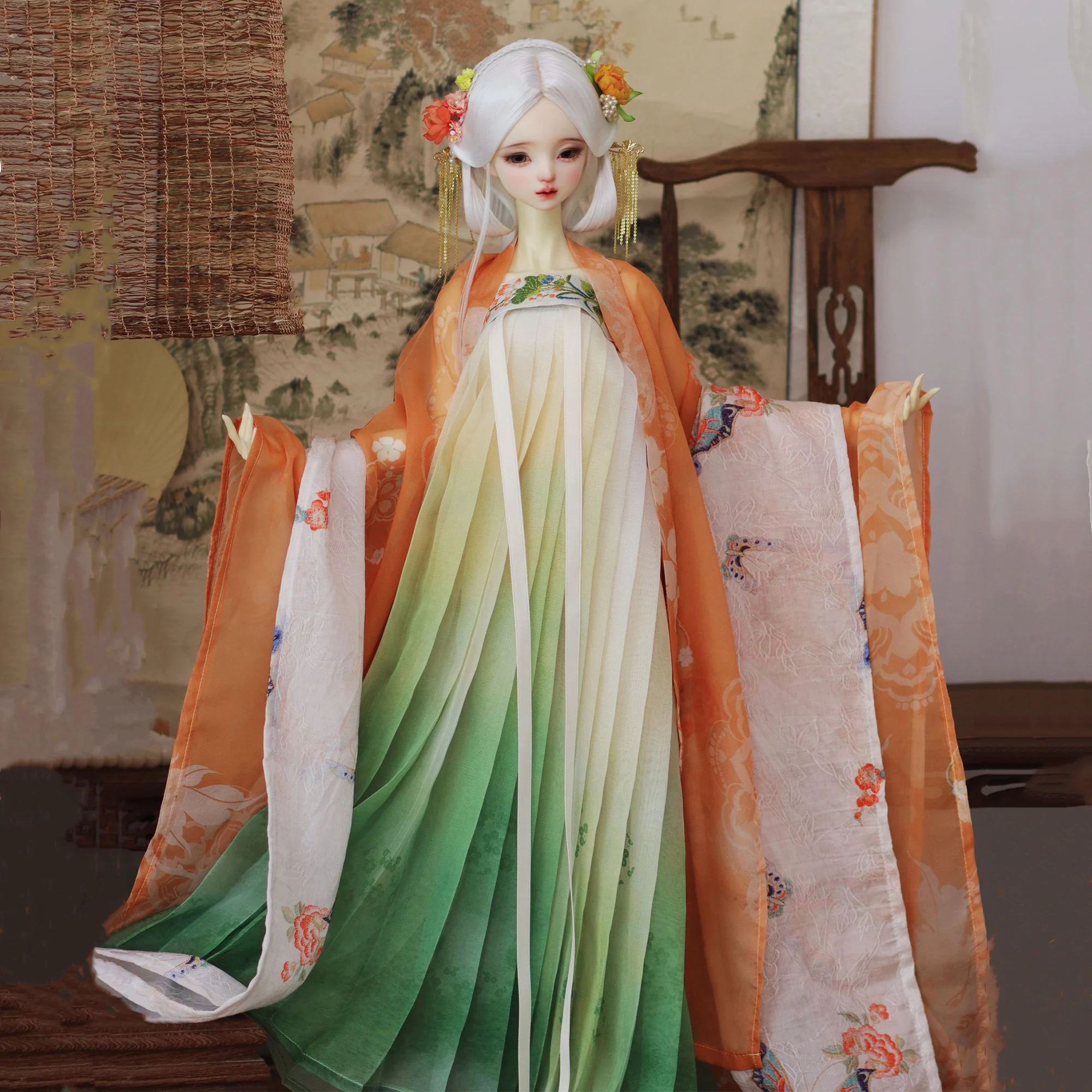 1/6 1/4 1/3 BJD Ancient Costume Skirt Chinese Hanfu Long Robe Fairy Dress For BJD/SD MSD SD13 Big Girl Doll Accessories A2158