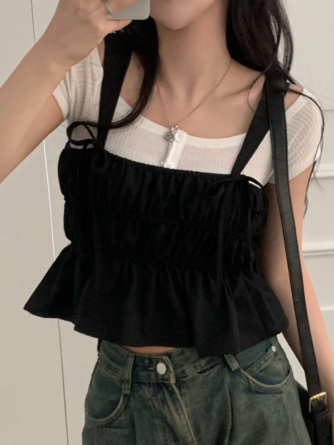 Chic Summer Anti-età Nodo ort Strapl Vest Capispalla da donna Top Vita raccolta Design Pendolarismo Sle Polyeste...