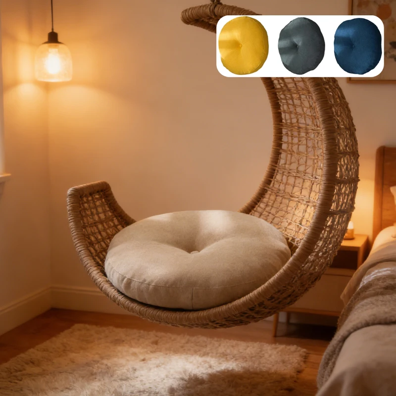 

1PC round Seat Cushion for Yoga And Meditation Anti-Wrinkle Breathable Linen Fabric with High-Elastic Pearl Cotton Filling