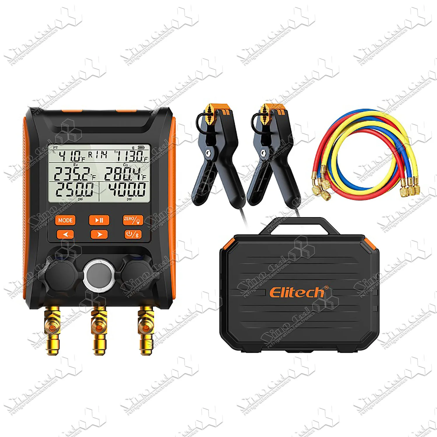 

Elitech MS-1000S App Control OTA Обновления Беспроводной цифровой коллекторный манометр Набор 2-ходовых клапанов Датчик HVAC