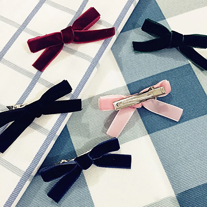 Meisjes Alligator Hair Bows Clips Haarspeldjes Leuke Zoete Fluwelen Haarelastiekjes Haarspelden Haar Accessoires Voor Baby Infant Peuters Kids