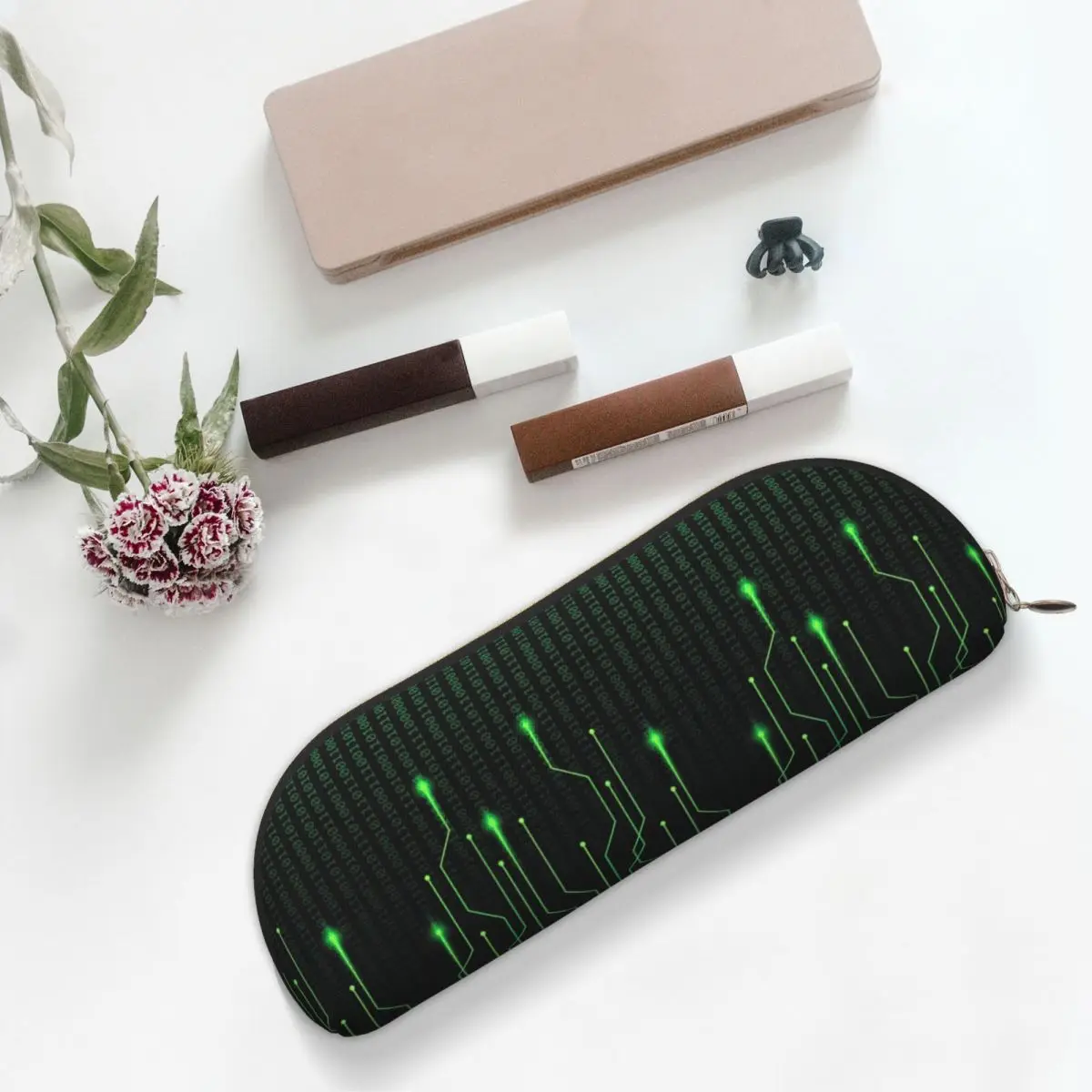 バイナリコード入りスローブランケットと軽量フリースペンケース、ペンポーチ、大容量ペンボックス、学生用ペンバッグ