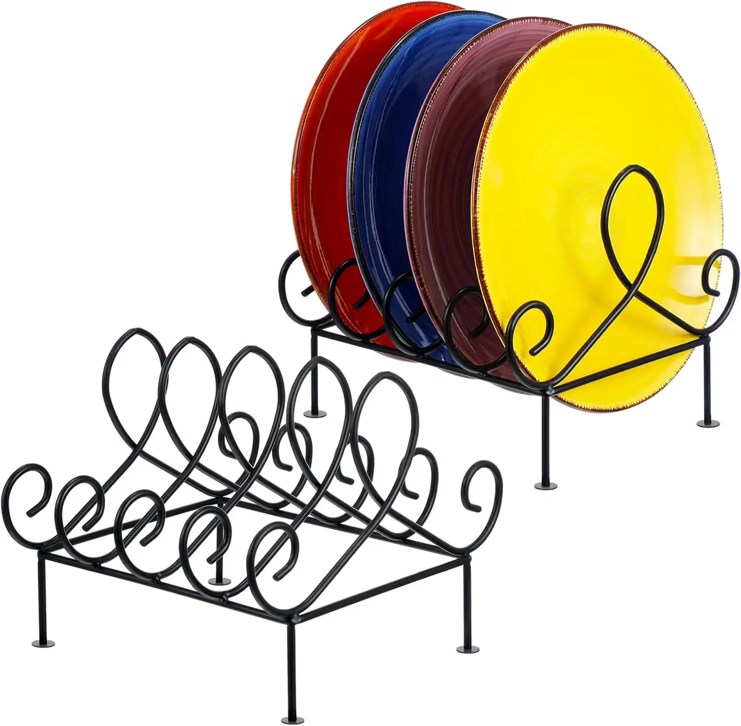 

2 Pcs Plate Rack 4 Place Plate Holder ltiple Plates Display Stands 4 Tier Metal Dinnerware Display Stand China Platter