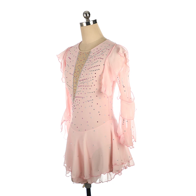 Professional Custom Figure Skating Competition Costume Figure Skating Performance Costume Light Pink 20 Colors