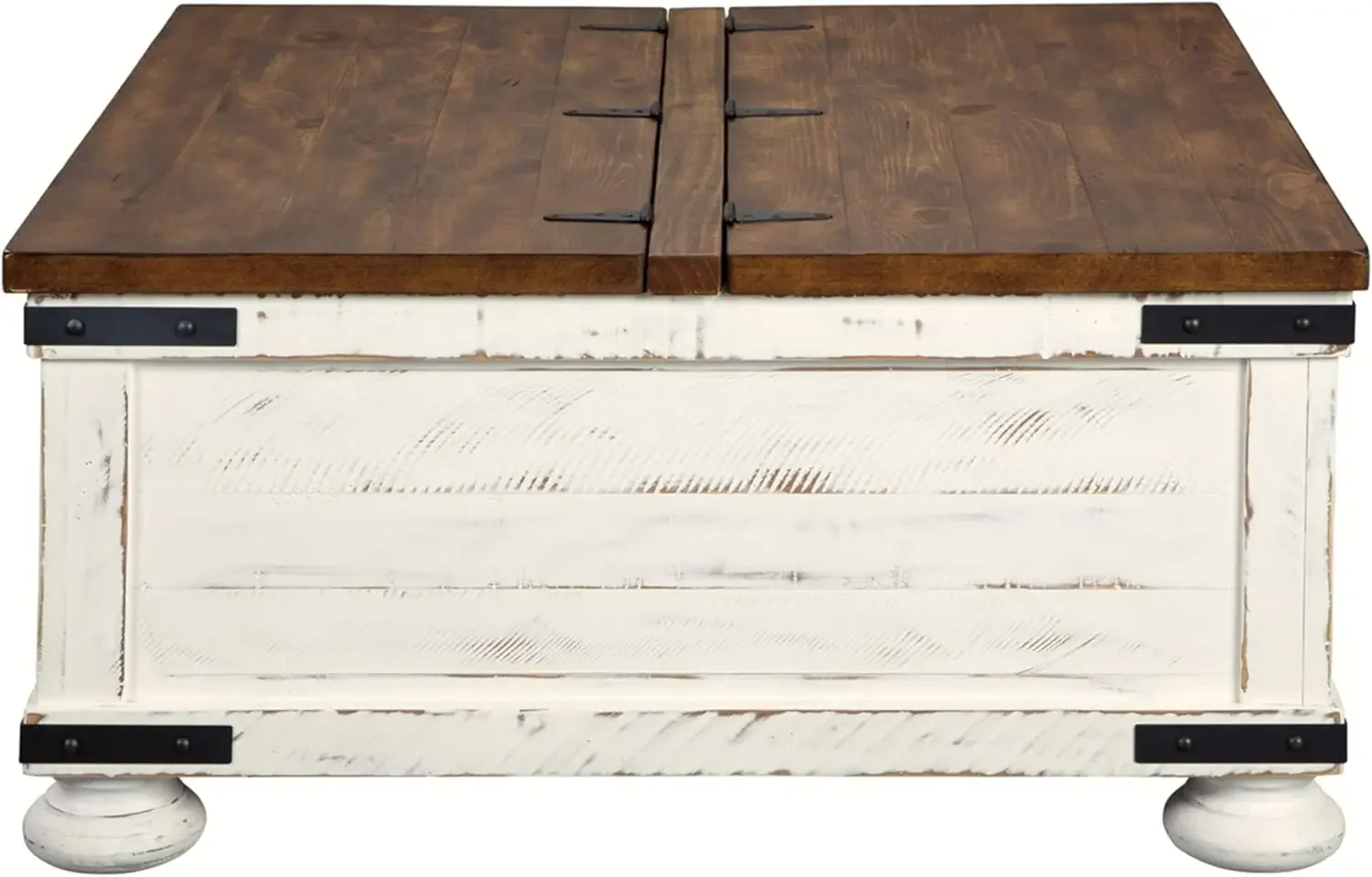 Wystfield Boerderij Vierkante Opslag Salontafel Met Scharnierende Lift Top, Distressed Wit