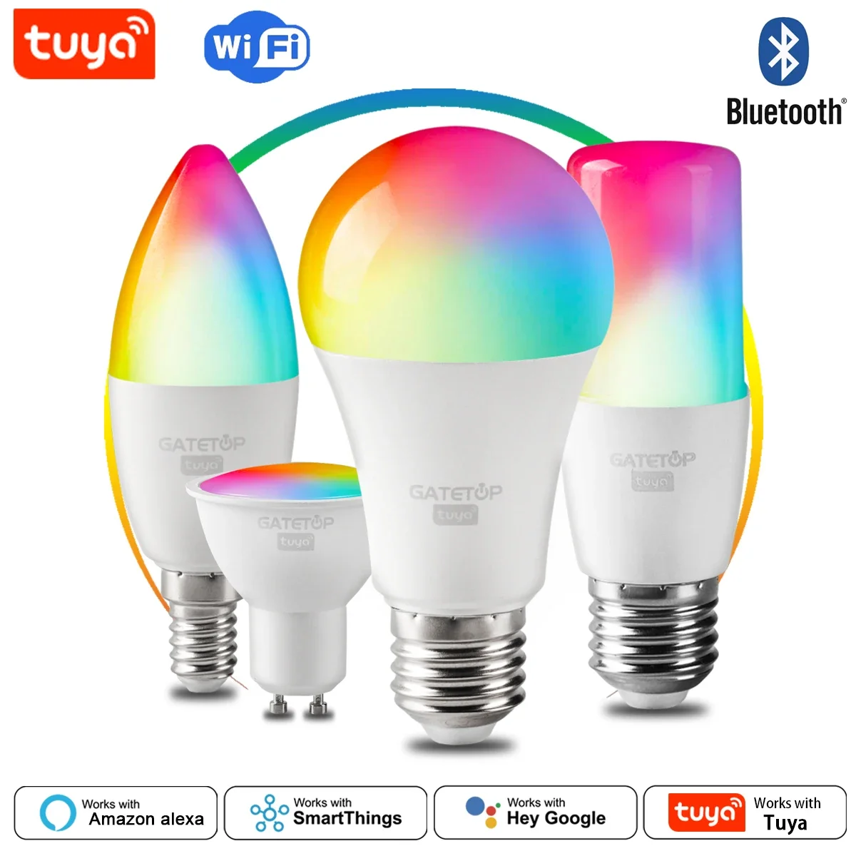 

2PCS Tuya Bulb Rgb Smart Gu10 C37 A60 T37 E14 E27 B22 Light Dimmable Wifi Led Magic Lamp 85-265V Alexa Google Home