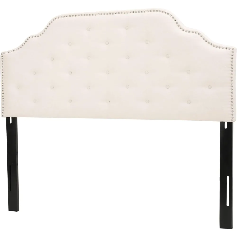 

Fabric Headboard, Queen / Full, Button tufted diamond stitch Ivory