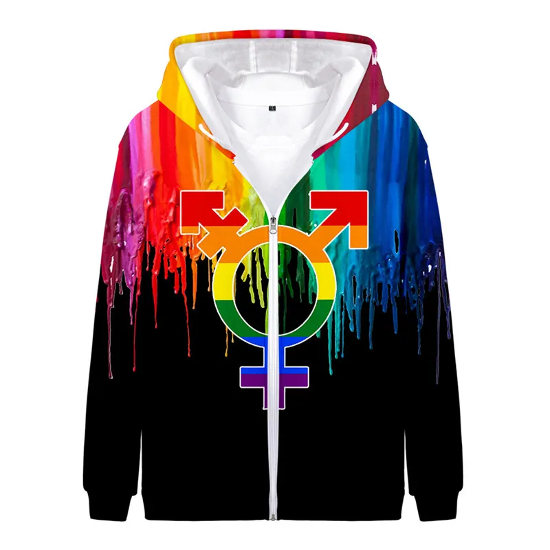 แฟชั่น LGBT รักผู้ชายเสื้อฮู้ด LGBT ธงเสื้อเลสเบี้ยนเกย์ฤดูใบไม้ร่วงฤดูหนาวแจ็คเก็ต LGBT ไพรด์เสื้อผู้ชายเสื้อผ้า