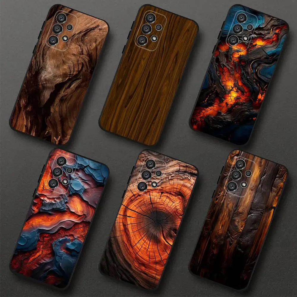 

Natural Wood Phone Case For Samsung S 25,24,23,22,30,21,10,9,Ultra,Plus,Lite,FE,4,5G Black Soft Case