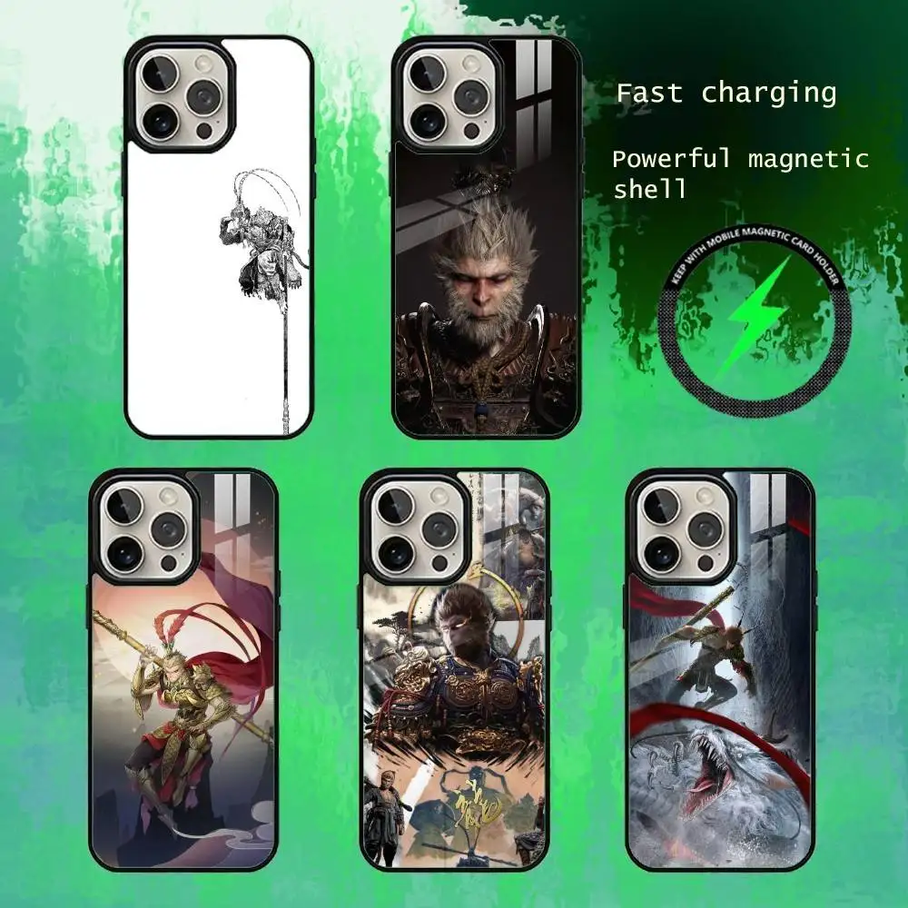 

Game Black M-Myth W-WuKong Phone Case For iPhone17,16,15,14,13 Plus,Pro Max Magnetic For Magsafe Wireless Charging