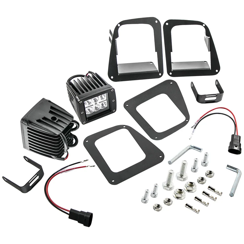 

2x 24W LED Fog Light Pod Front Bumper Mount Wire Set For Toyota Tundra 14-up LED Light Pod Kit with Brackets Front LED Fog Light