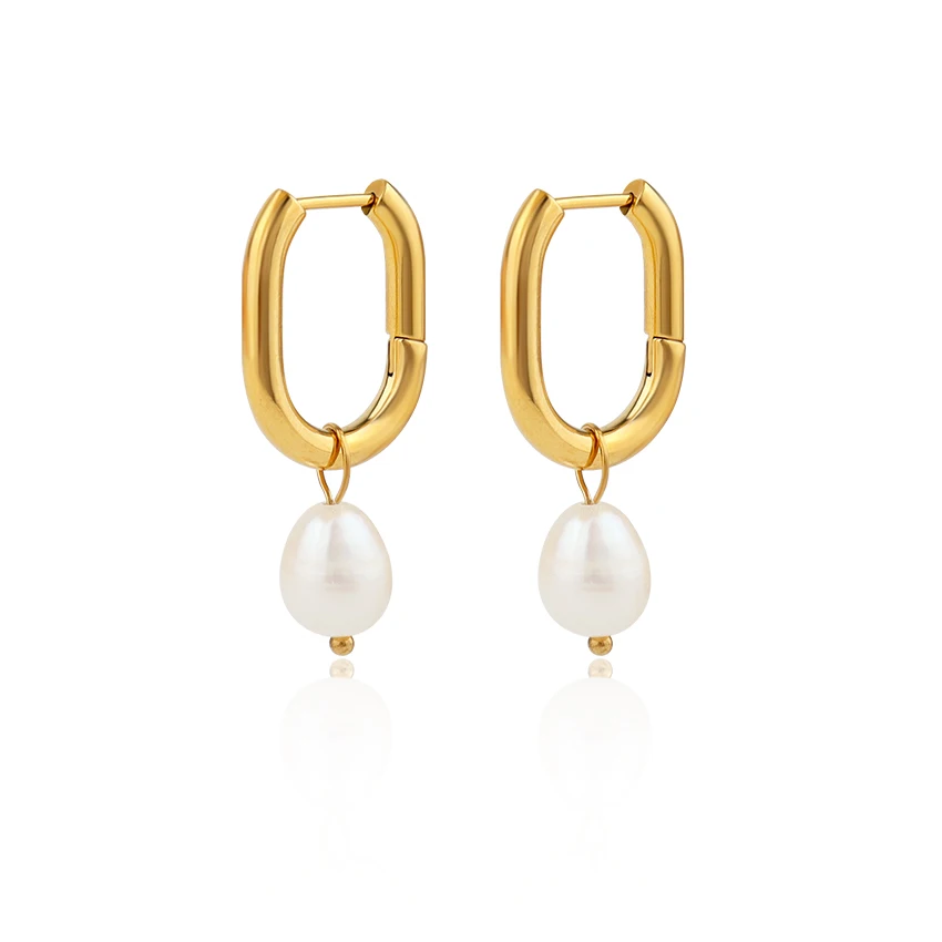 Minos Trendy Freshwater Pearl Earrings 18k Gold Tarnish Free Drop Earrings Stainless Steel High Quality Natural Pearl Earrings