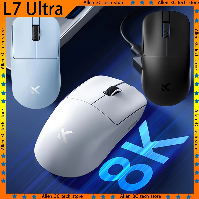 Original MCHOSE L7 Pro L7 Ultra Wireless Mouse 3 Mode Bluetooth PAW3395 8KHz Customized Lightweight Laptop Gamer PC Gaming Mouse