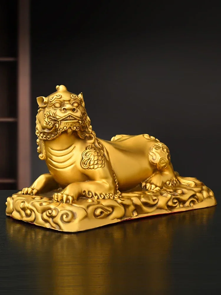 Feng Shui Animal Copper Bravery Pendant Gezang King Mounted Living Room Office Decor Crafts