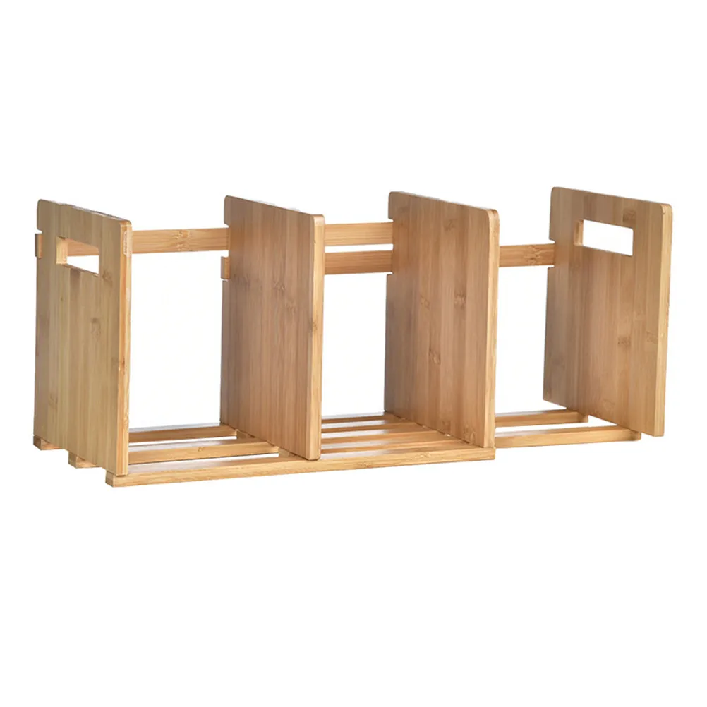

1Pcs Bamboo Desktop Bookshelf Retractable Expandable Book Holder Adjustable Bookend for Desk Organization Storage Rack Book