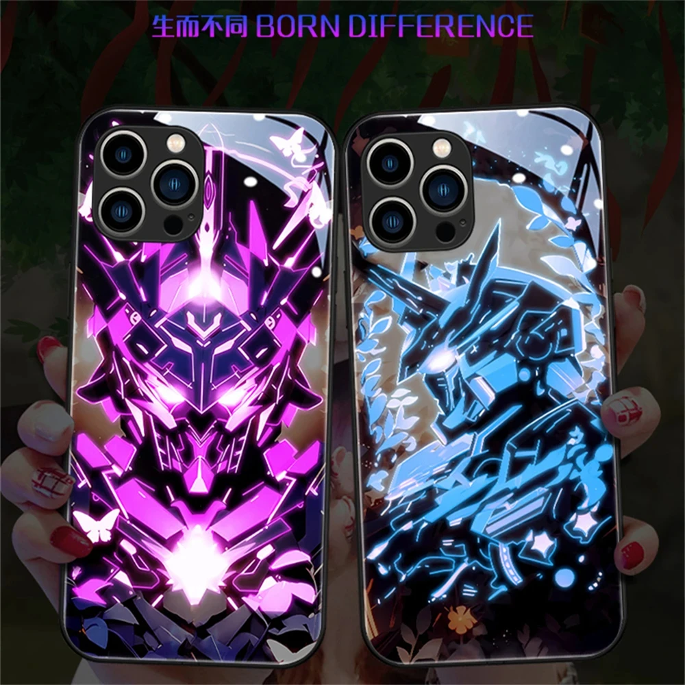 

Super Armor Design Smart LED Light Glow Tempered Glass Phone Case For Samsung S23 S22 S21 S20 FE Note 10 20 Plus Ultra A54 A14